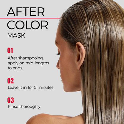 Side view of REVLON ColorSilk After Color Care Mask seven point six fluid ounce packaging