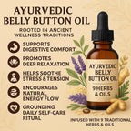 Gurunanda Rooted Radiance Ayurvedic Belly Button Oil ingredient highlights graphic