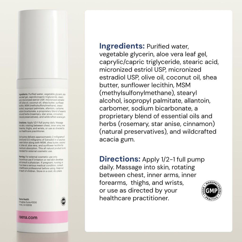 Raena bi est cream label details and ingredients overview