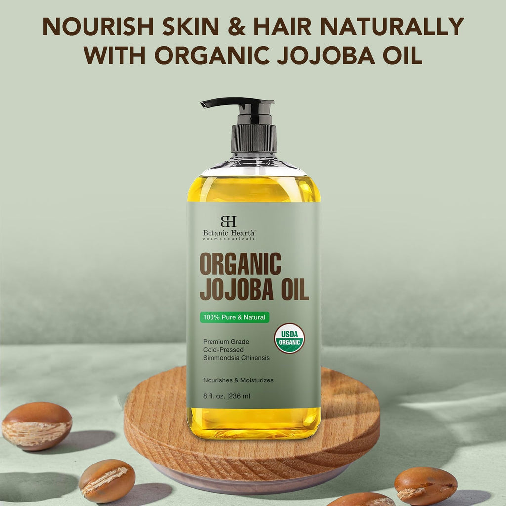 Botanic Hearth USDA Organic Jojoba Oil bottle back side instructions