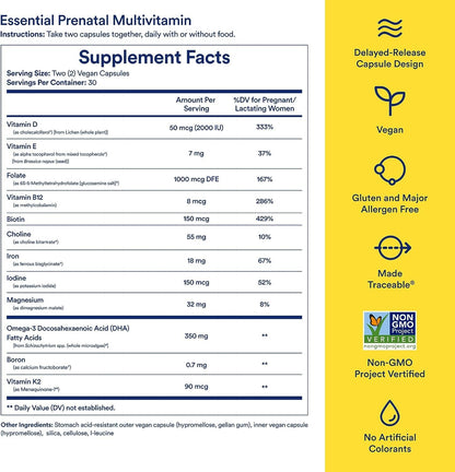 Side view of Ritual Prenatal supplement bottle showing ingredients