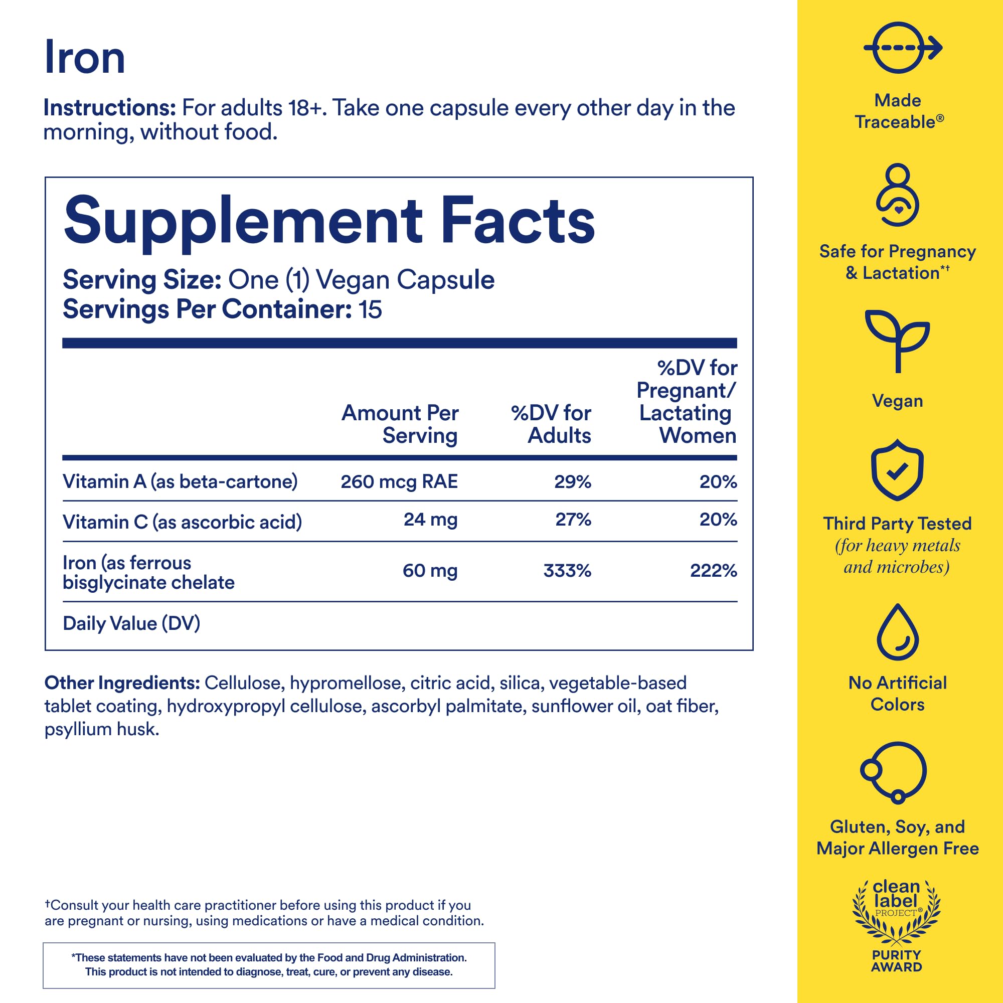 Ritual gentle iron bisglycinate 30 capsules bottle container close up