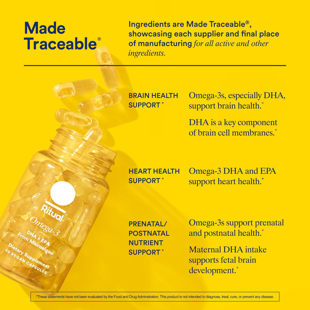 Back of Ritual omega 3 bottle showing supplement facts