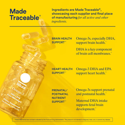 Ritual imported brain and heart support supplement packaging details