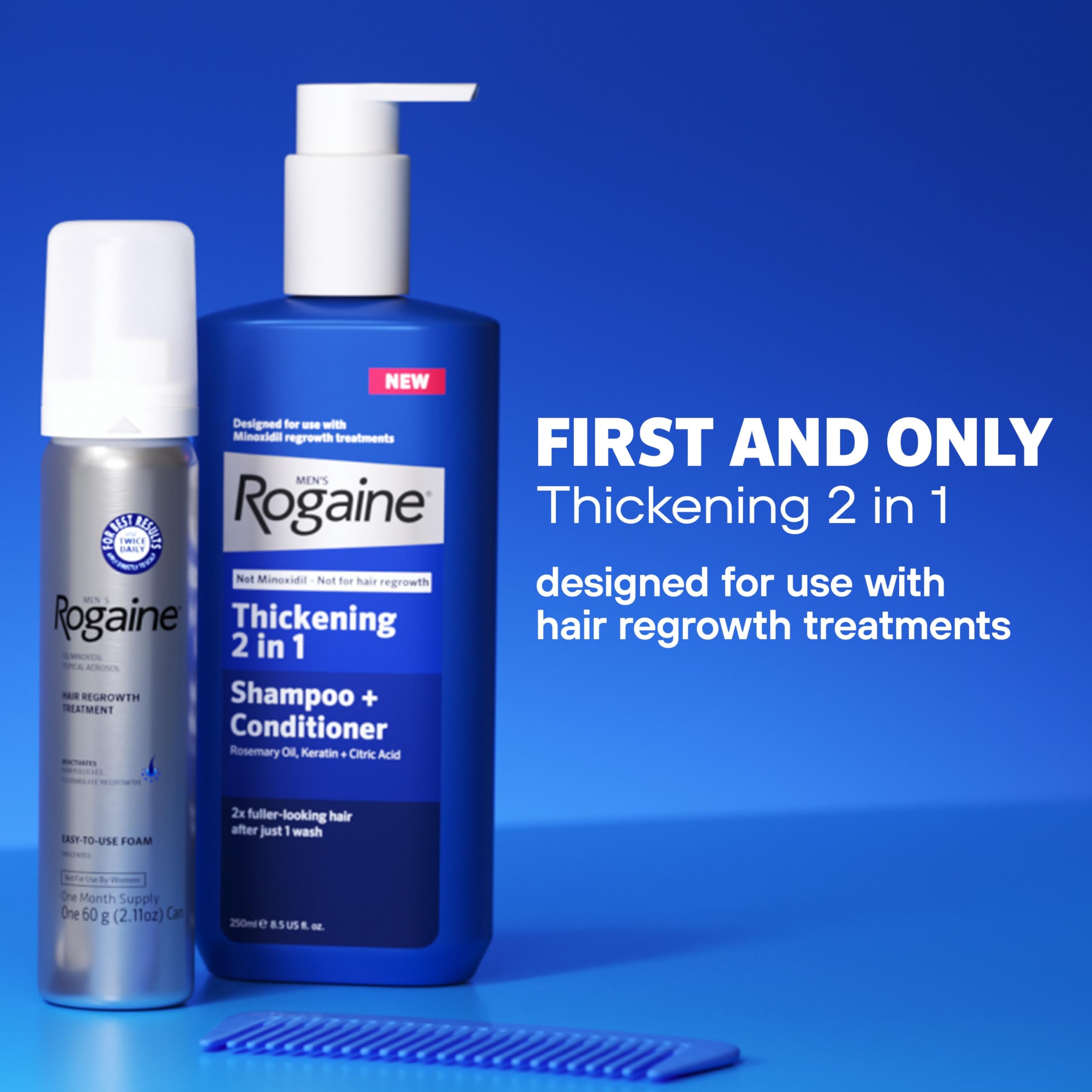 Rogaine thickening shampoo ingredient list on bottle