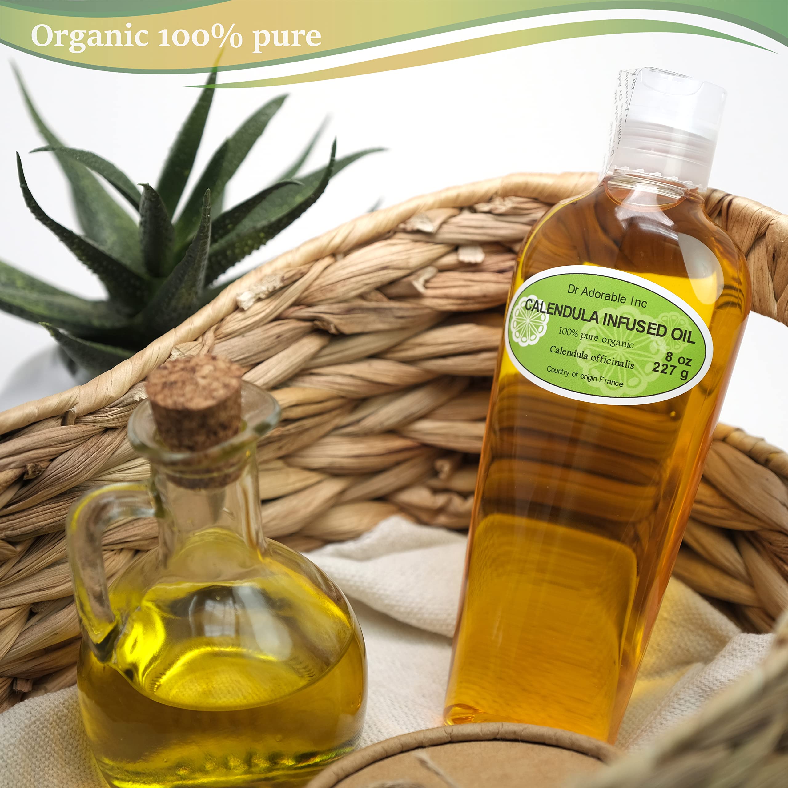 Pure Calendula Officinalis flower infusion in organic sweet almond carrier oil