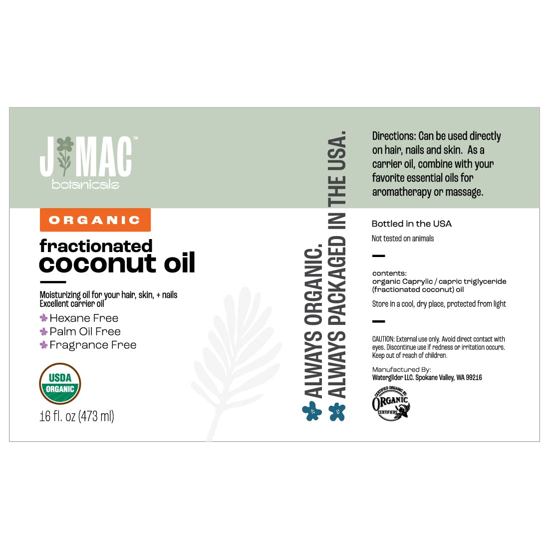 Premium glass bottle fractionated coconut oil for aromatherapy and massage
