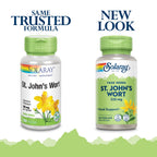 Solaray St Johns Wort 325 milligrams vegan capsules packaging showing non-GMO and lab verified seals