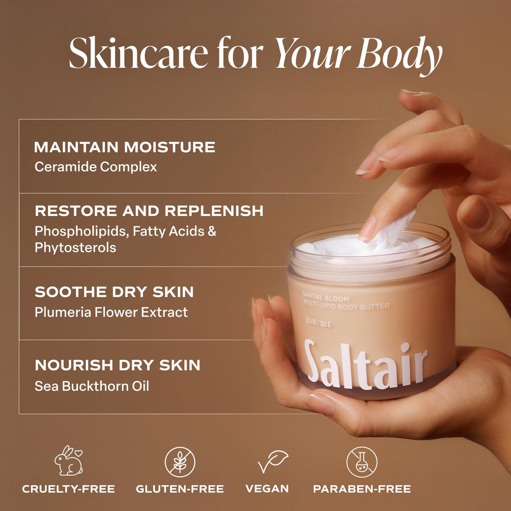 Close-up of Saltair body butter rich cream consistency