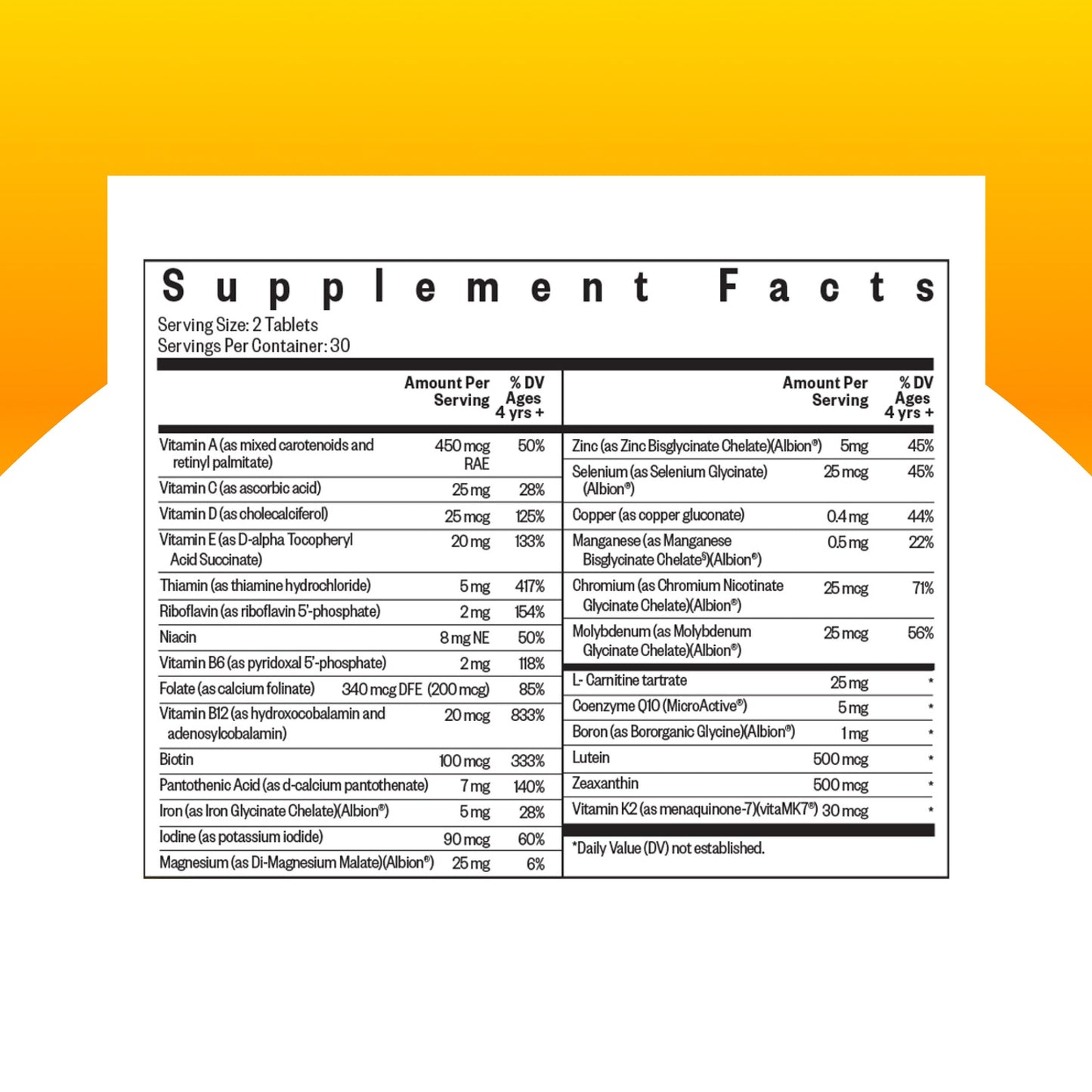 Seeking Health Kids Methyl Free Multivitamin Supplement for children sensitive to methylated nutrients side label details.