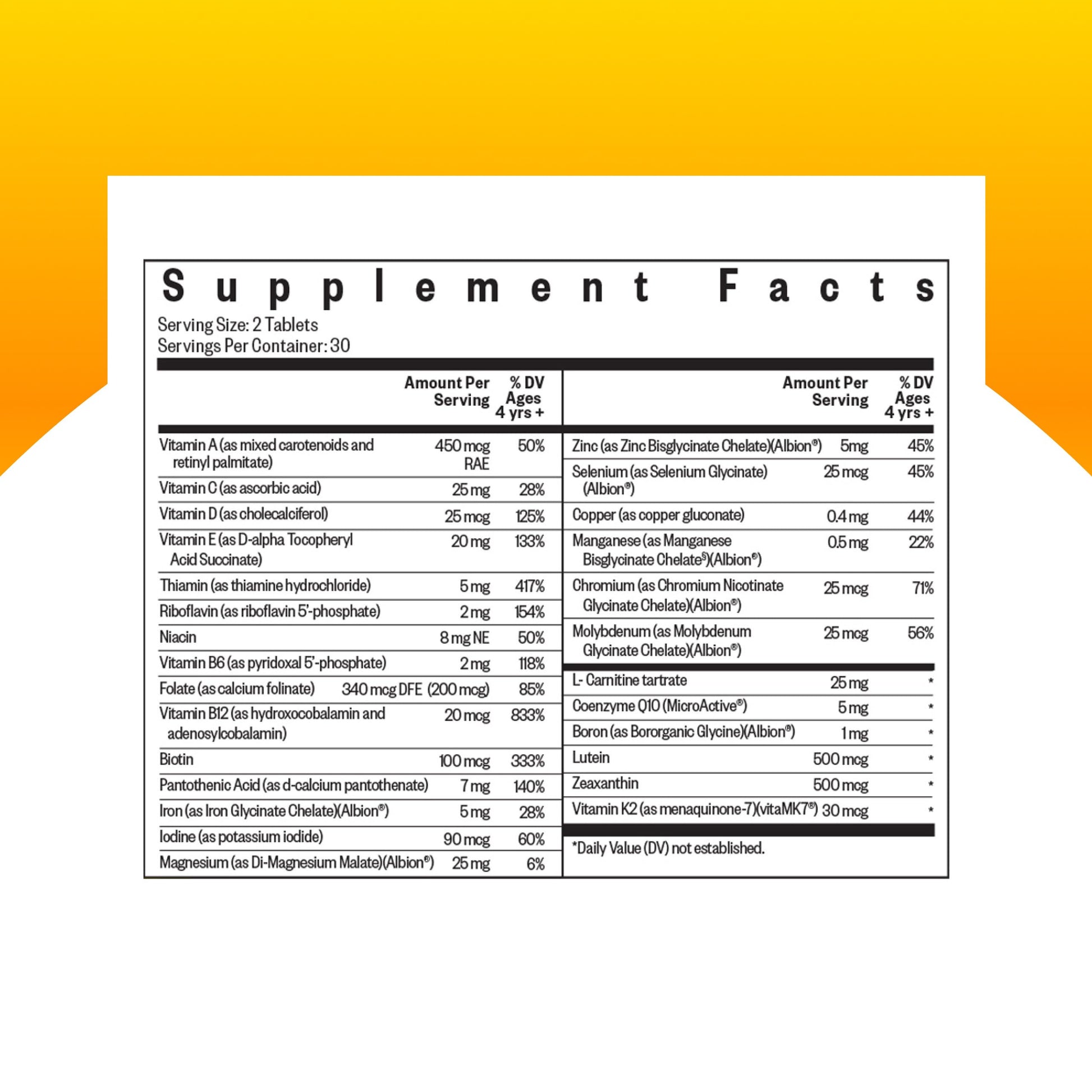 Seeking Health Kids Methyl Free Multivitamin Supplement for children sensitive to methylated nutrients side label details.
