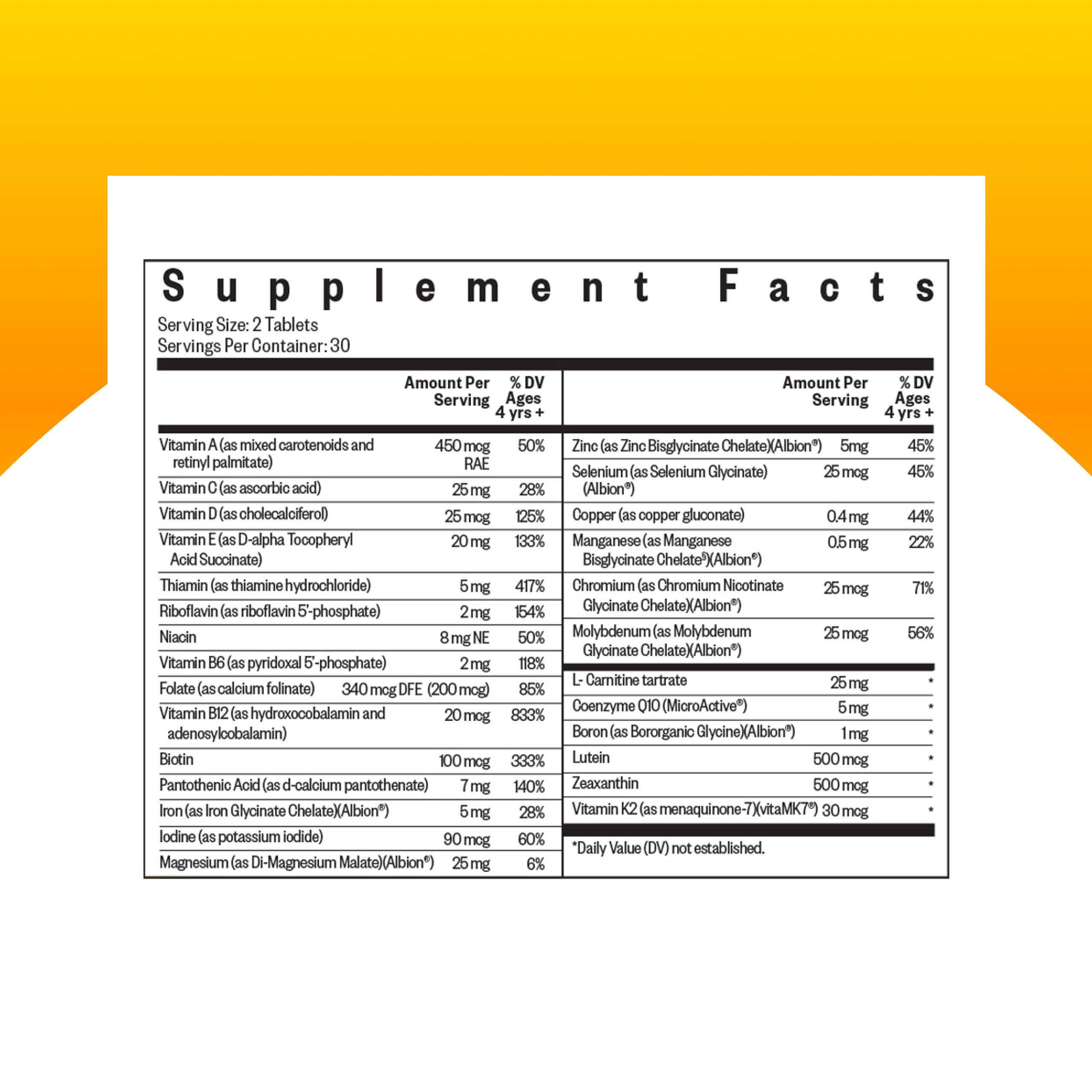 Seeking Health Kids Methyl Free Multivitamin Supplement for children sensitive to methylated nutrients side label details.