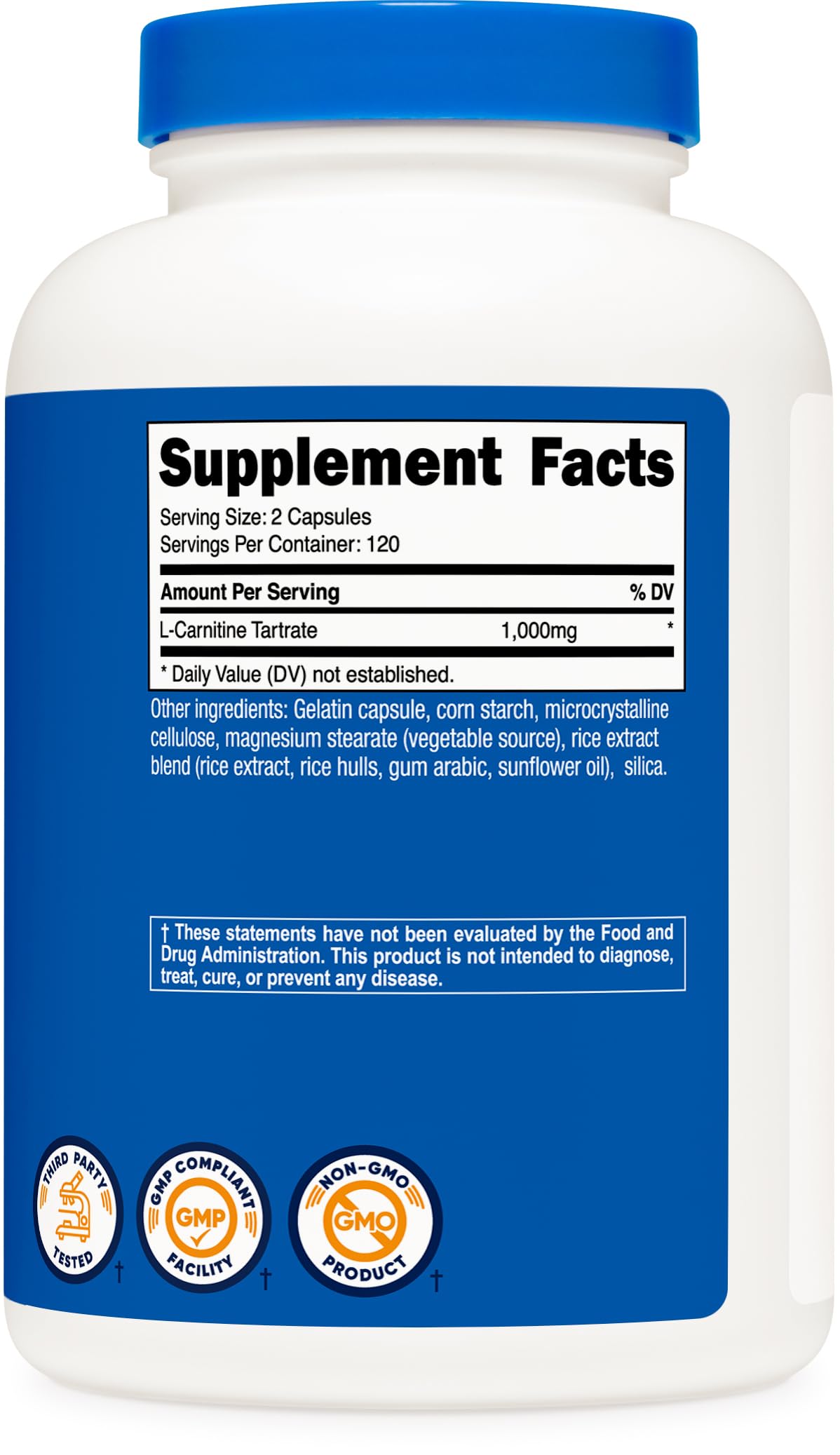 Nutricost L-Carnitine Tartrate fitness supplement container alongside workout gear overview