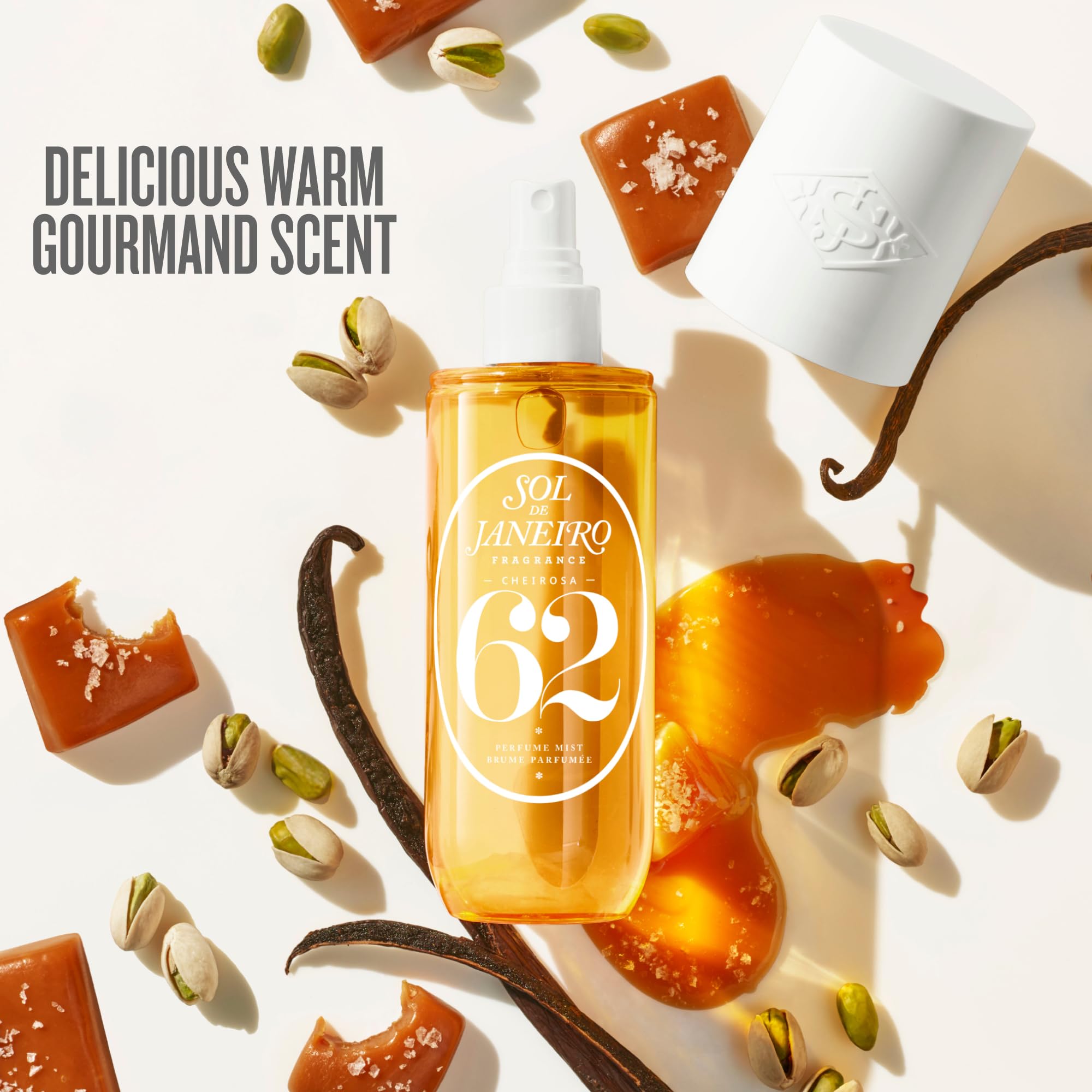 Close up of Sol De Janeiro Cheirosa 62 mist bottle branding