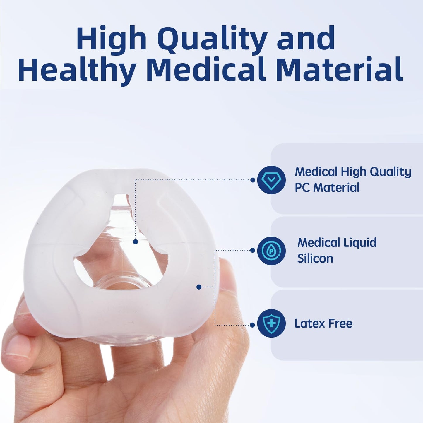 Side profile of Respura silicone cushion for ResMed AirFit N20