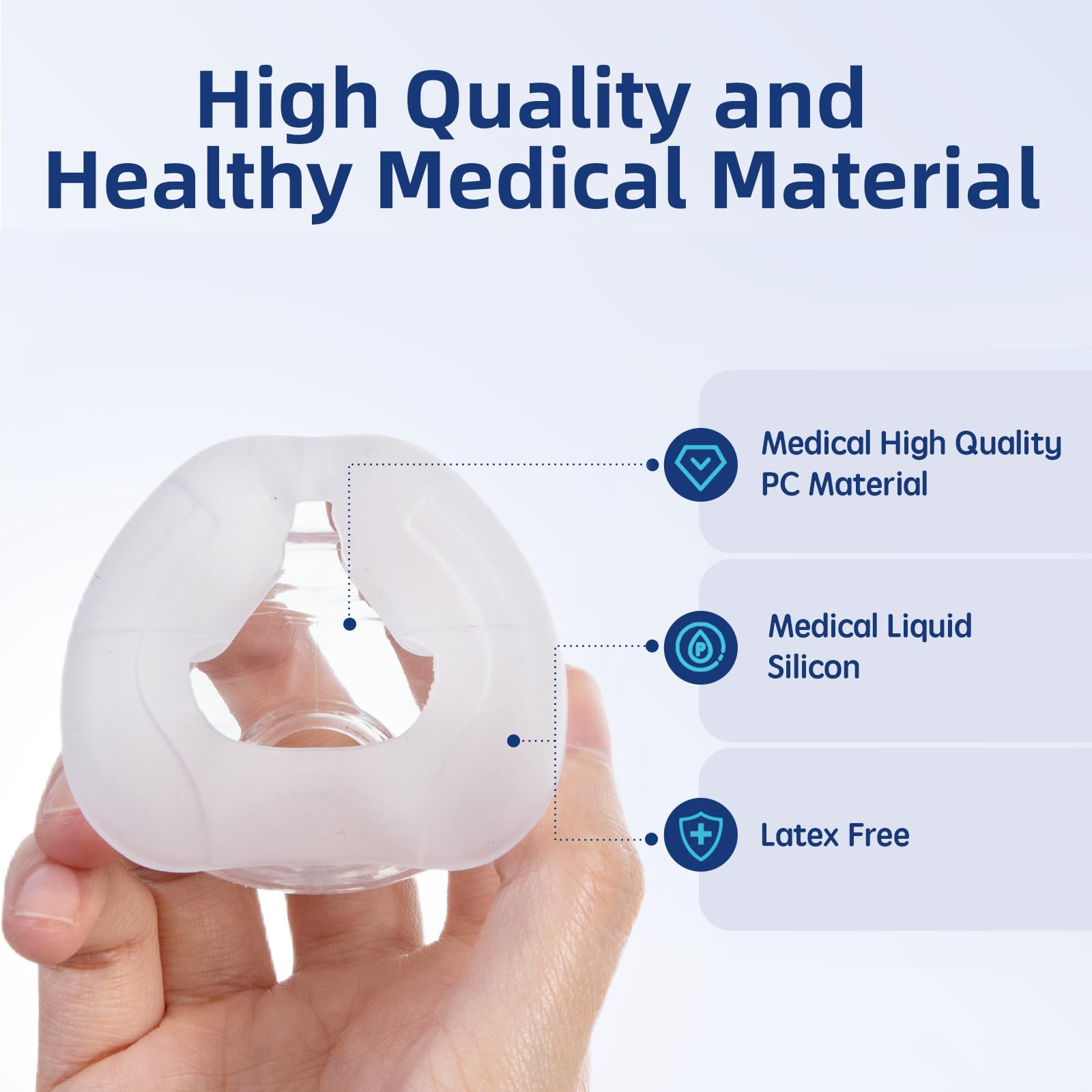 Side profile of Respura silicone cushion for ResMed AirFit N20