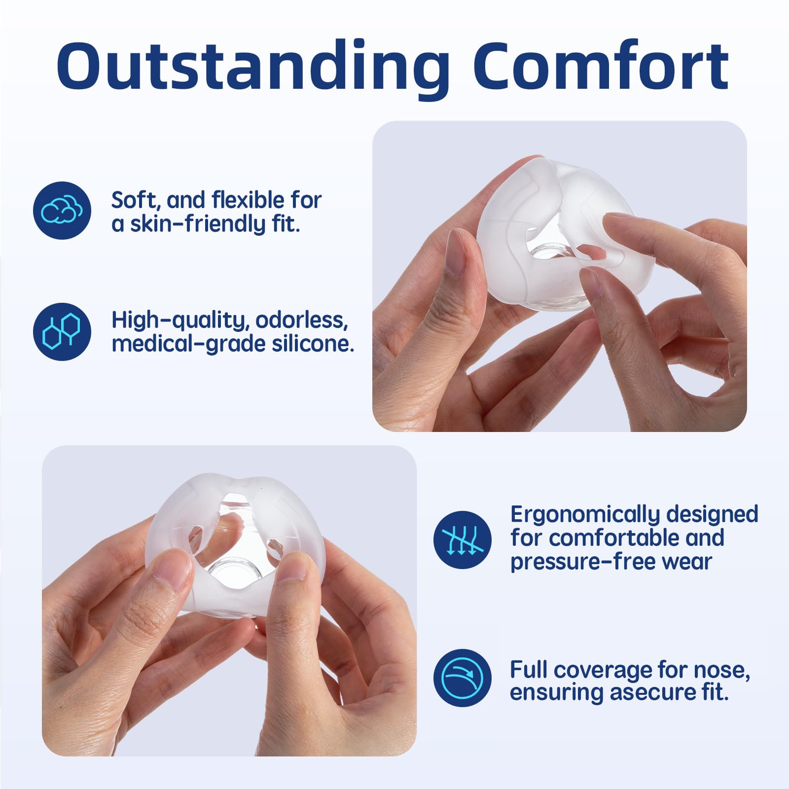 Medical grade silicone texture of Respura CPAP nasal cushion