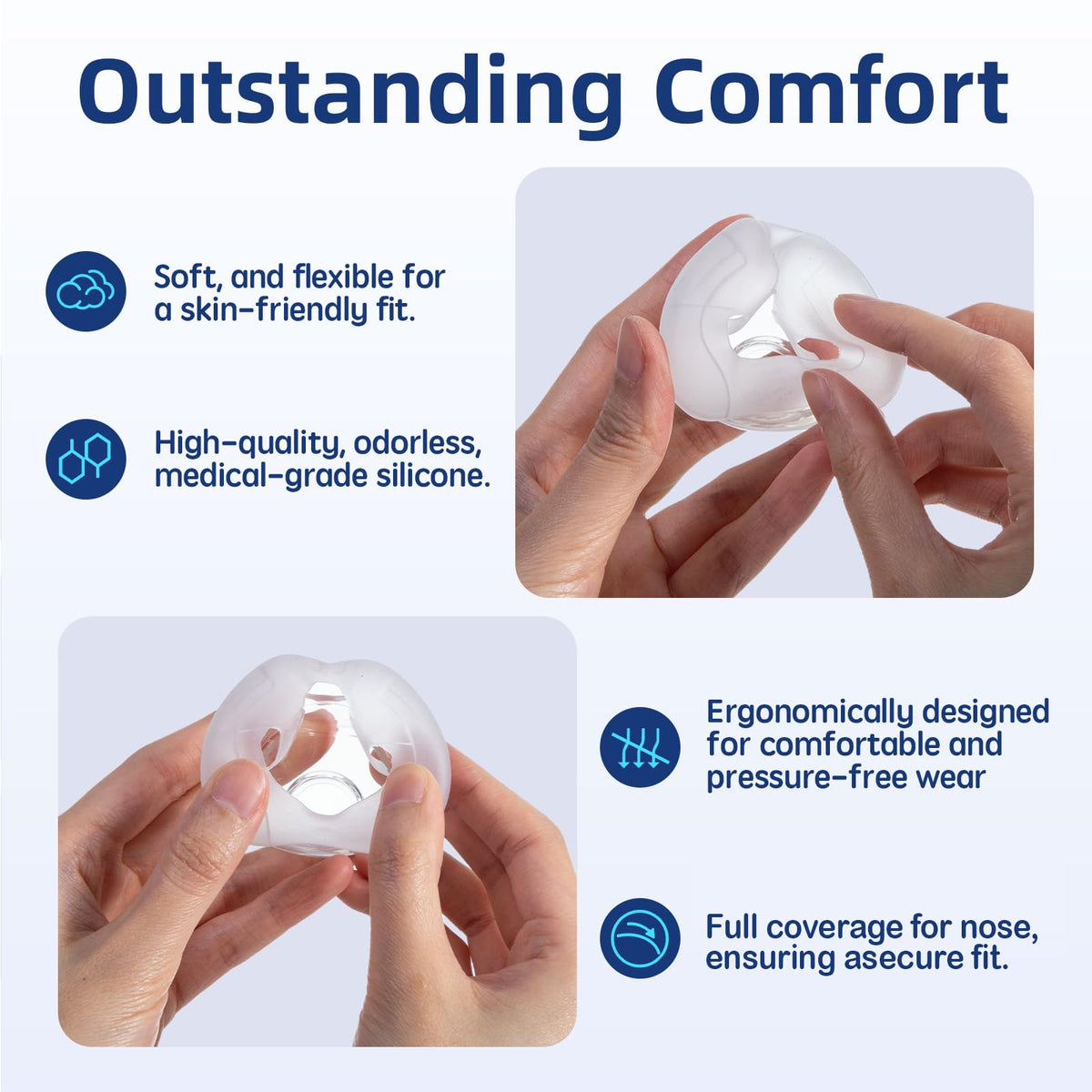 Medical grade silicone texture of Respura CPAP nasal cushion