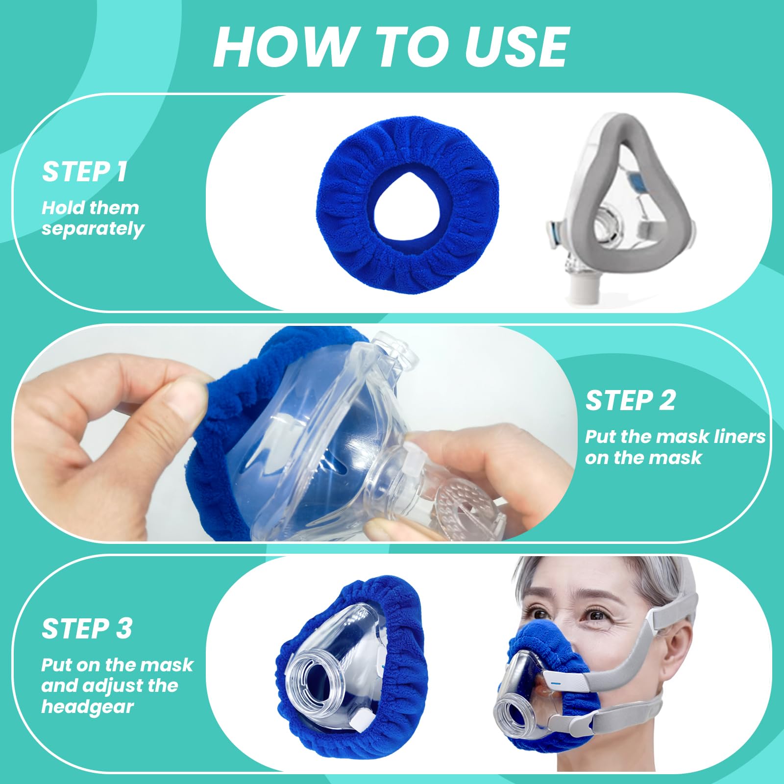 Reusable CPAP mask liner installed on F20 cushion