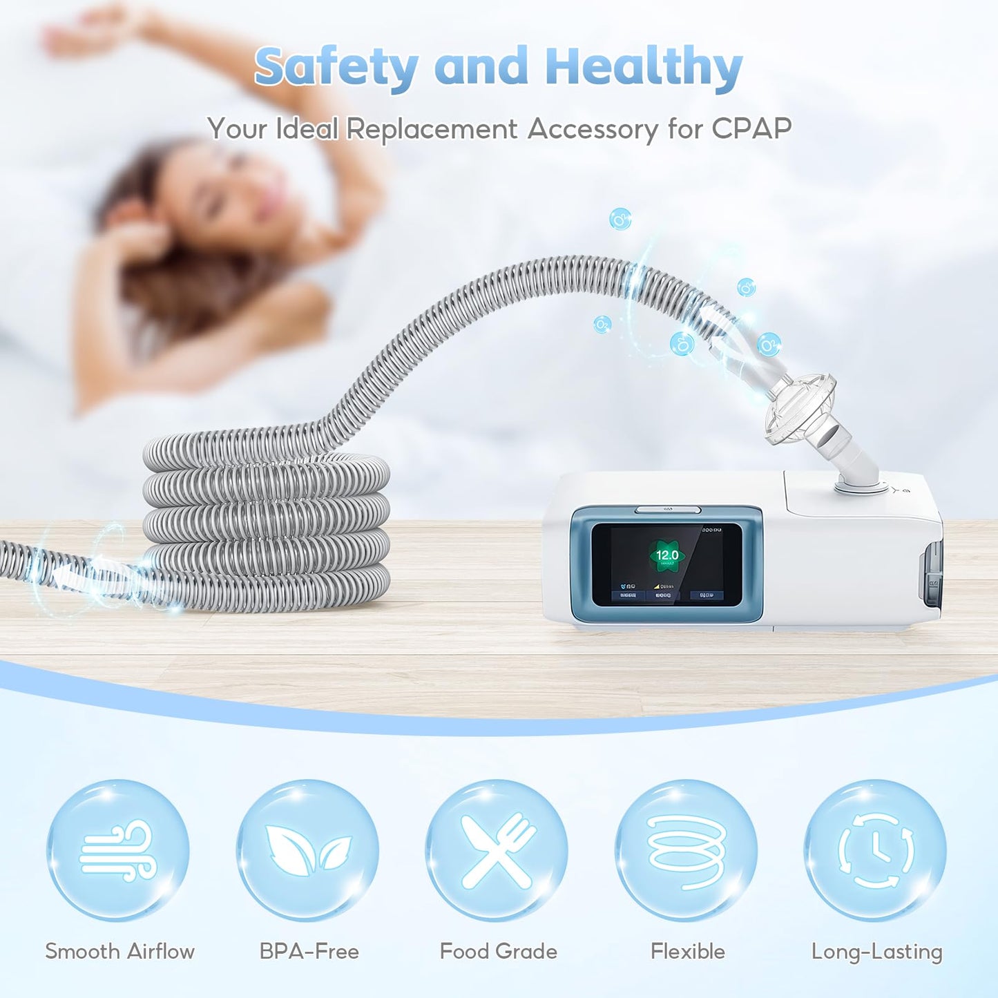 Two pack flexible CPAP hose replacement supplies