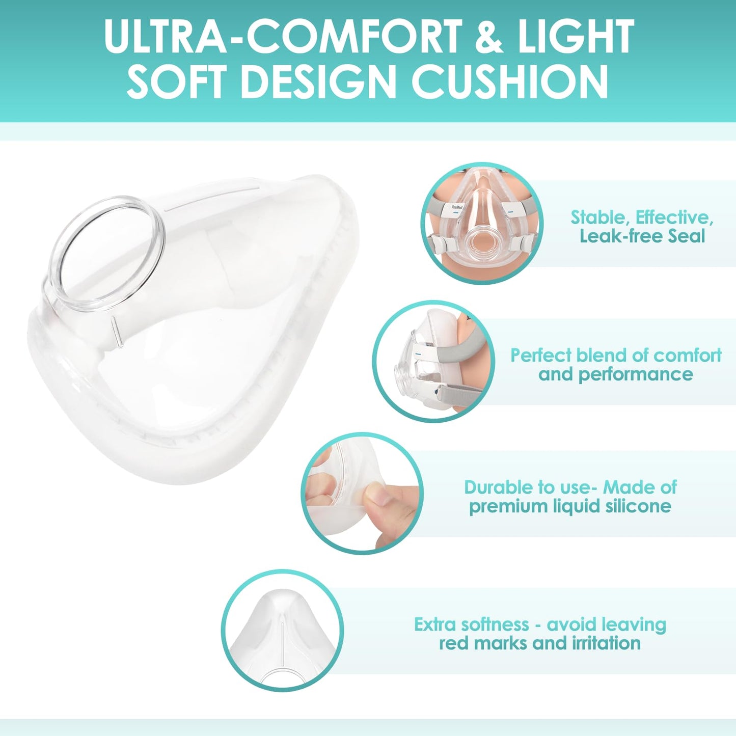 Three pack of silicone mask cushions for CPAP therapy