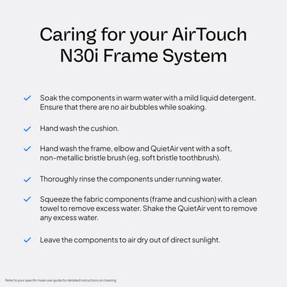 Resmed Airtouch N30i components including frame and cushion