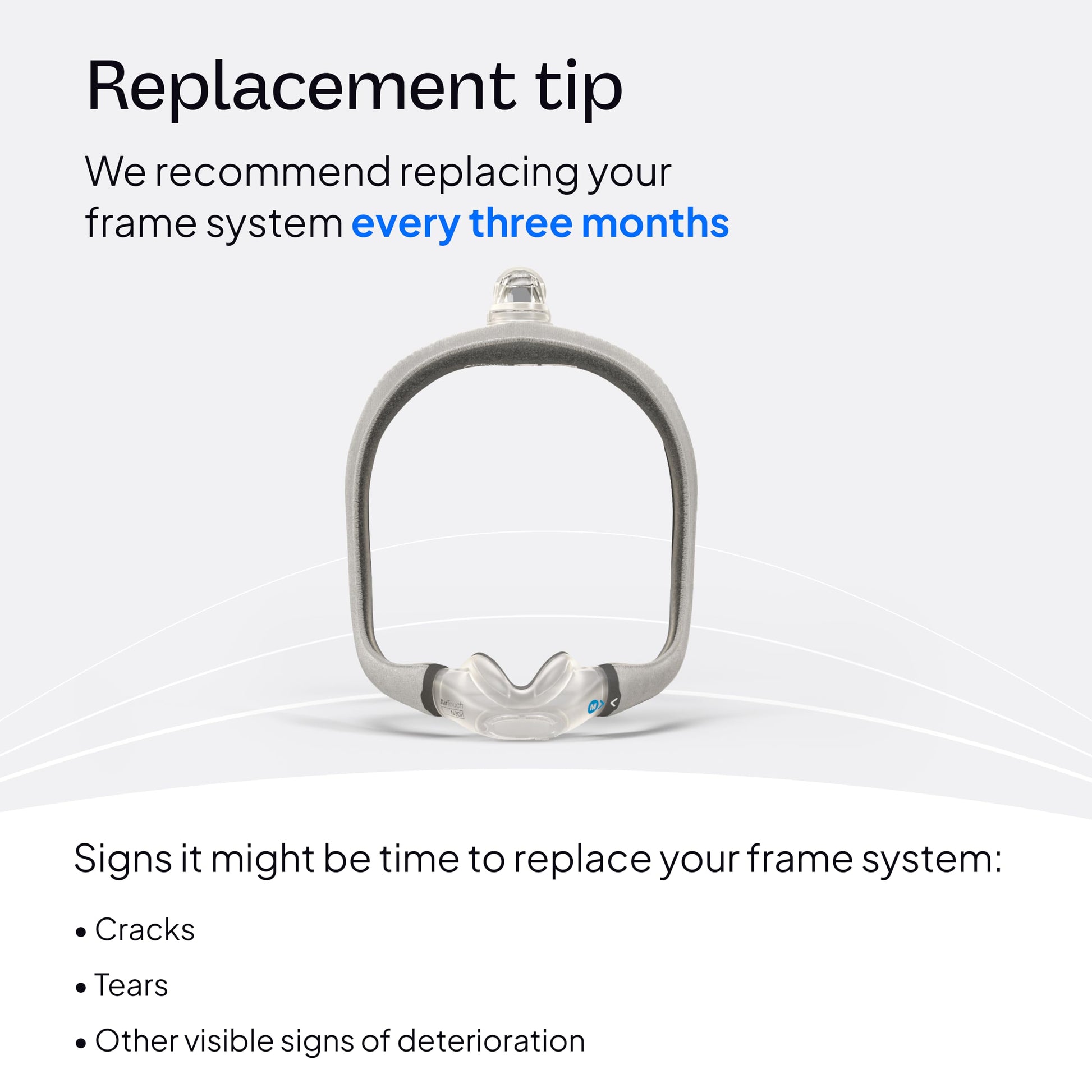 Resmed N30i frame system showing fabric wrap detail