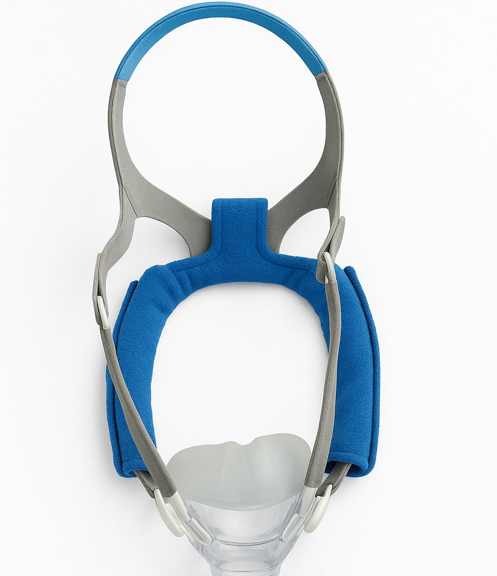 Blue fleece CPAP comfort neck pad close up detail