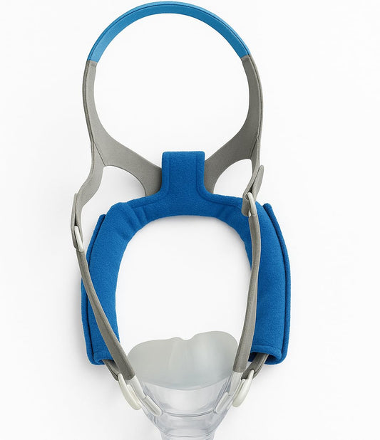 Blue fleece CPAP comfort neck pad close up detail