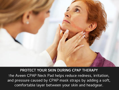 Aveen CPAP neck pad demonstrating hook and loop fastener
