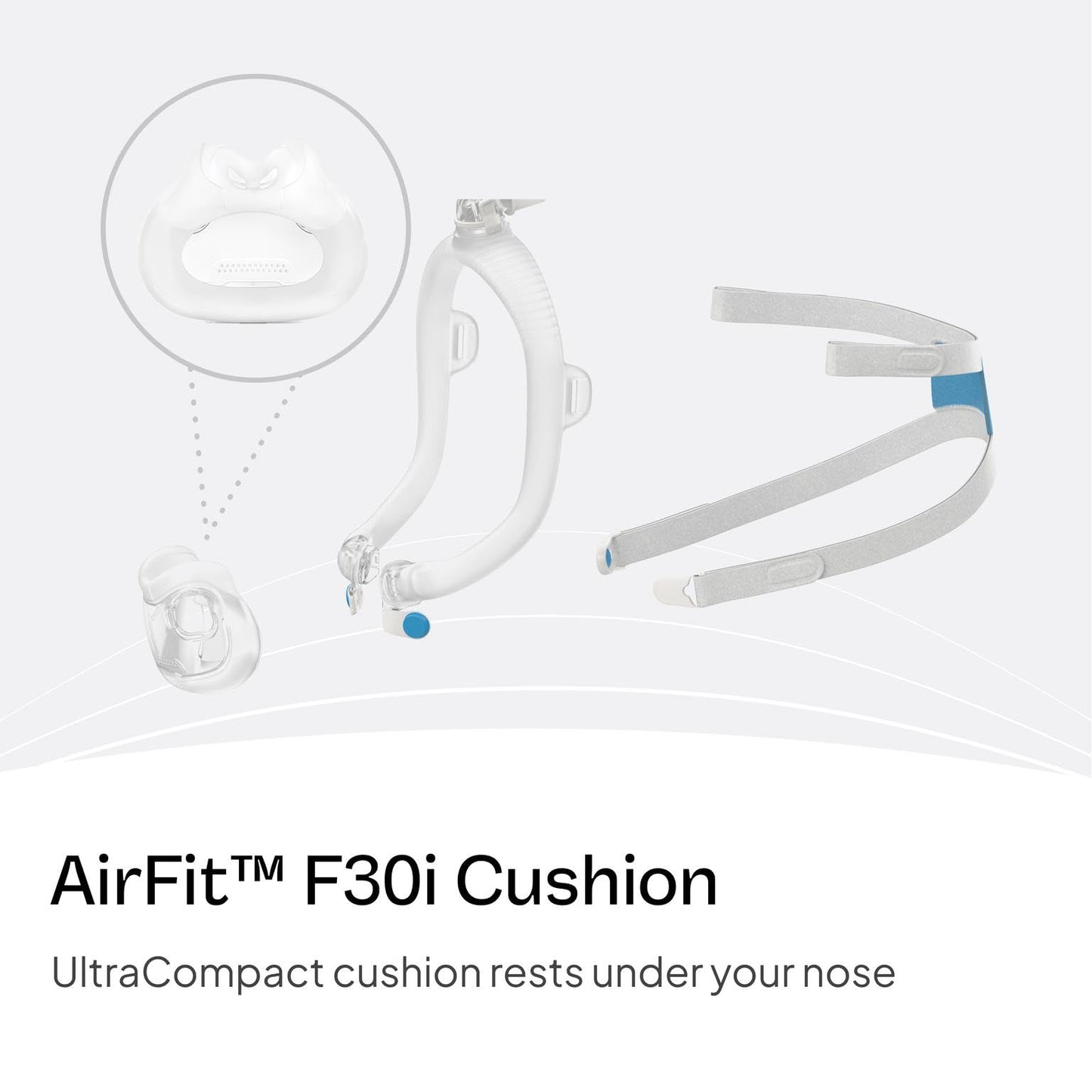 Side profile of ResMed AirFit F30i Medium replacement cushion