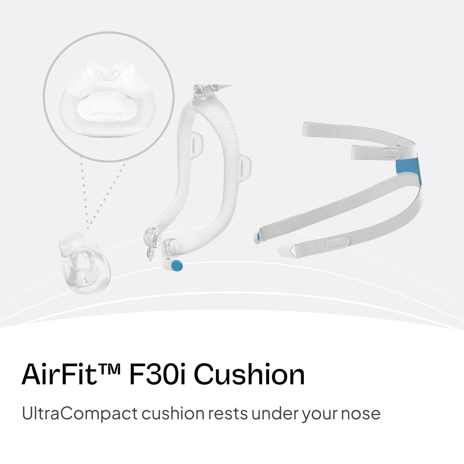 Side profile of ResMed AirFit F30i Medium replacement cushion
