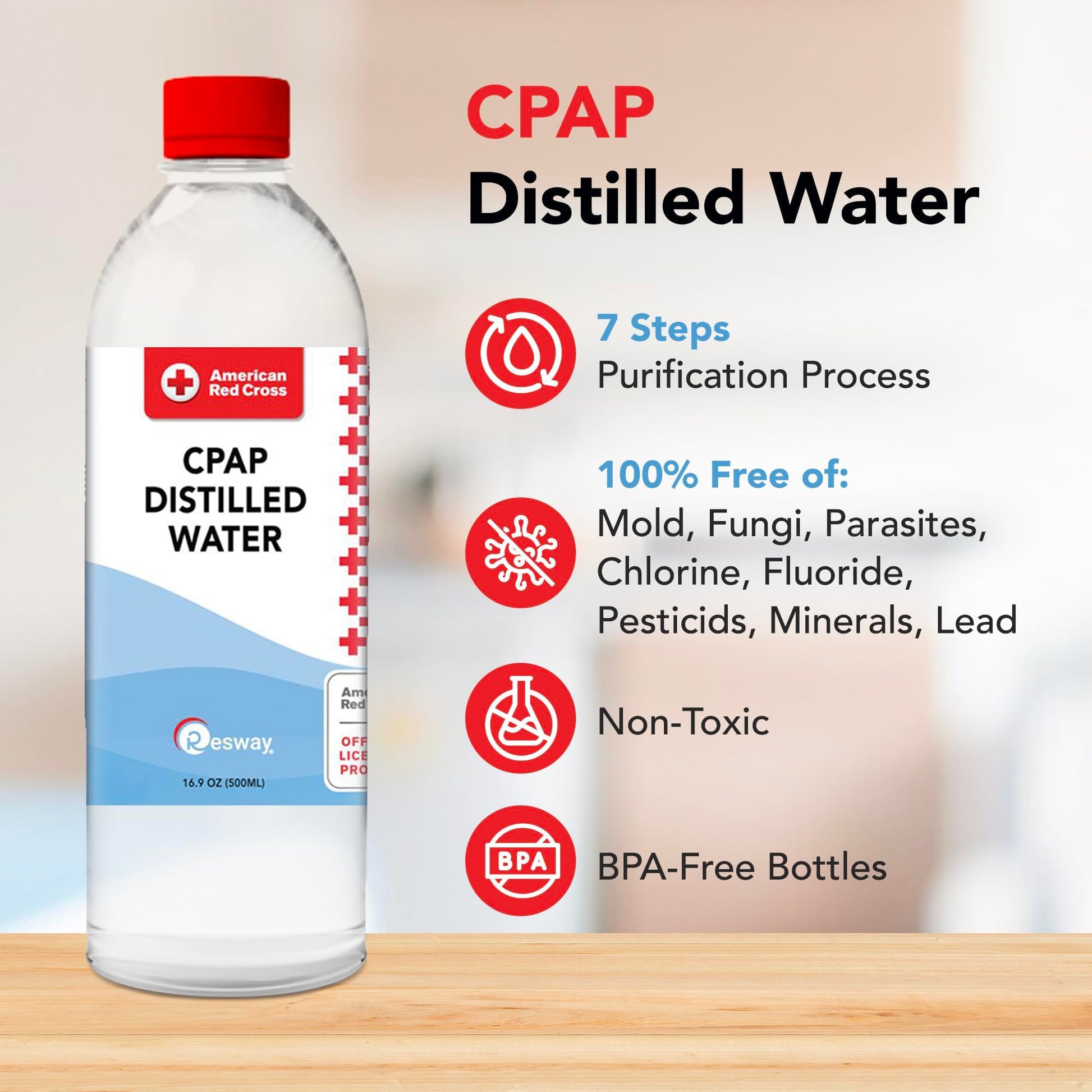 Resway distilled water for respiratory equipment maintenance