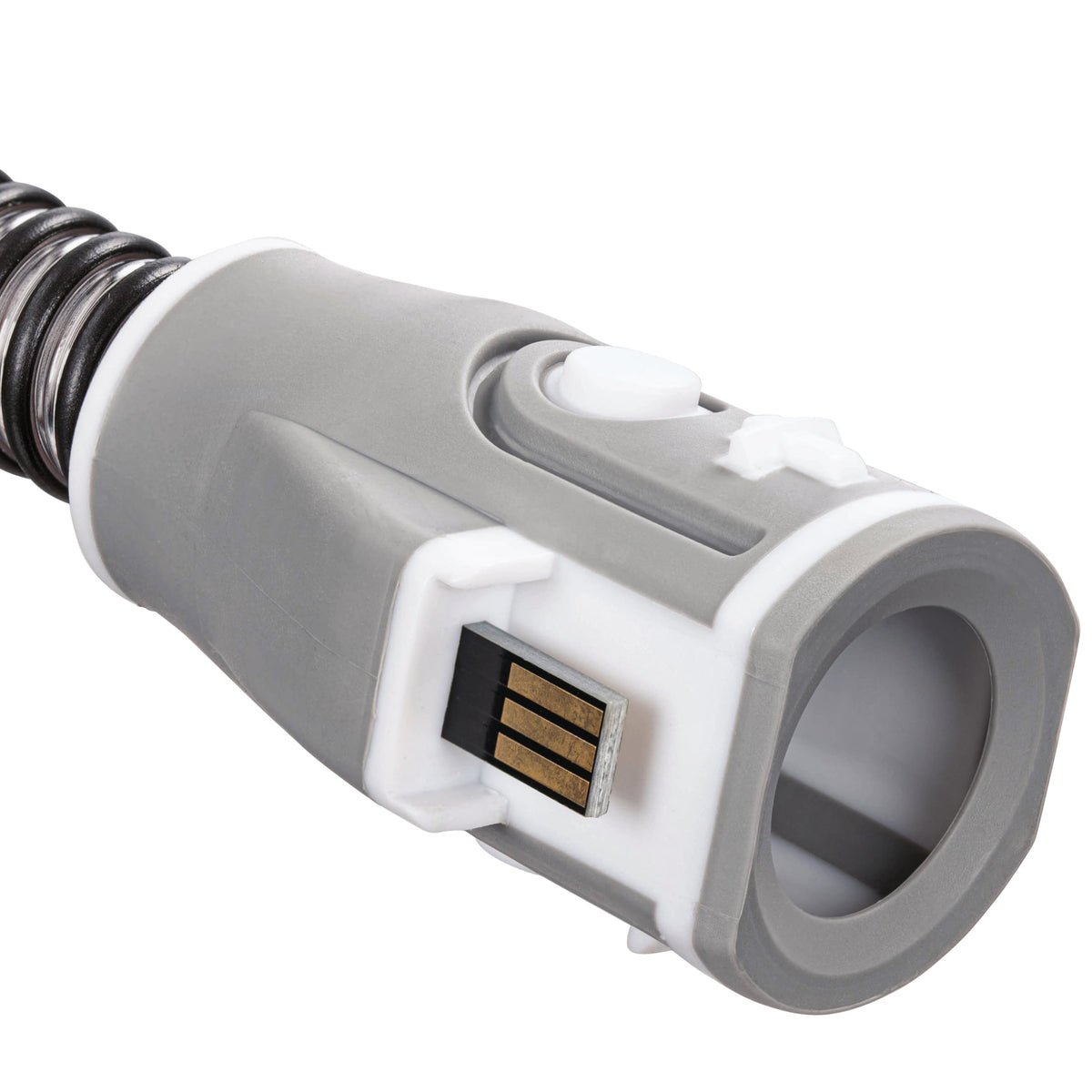 Detailed view of the grey connector ends on the Mars Wellness CPAP hose