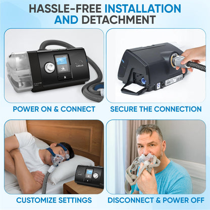 Mars Wellness replacement tube connected to a compatible CPAP machine