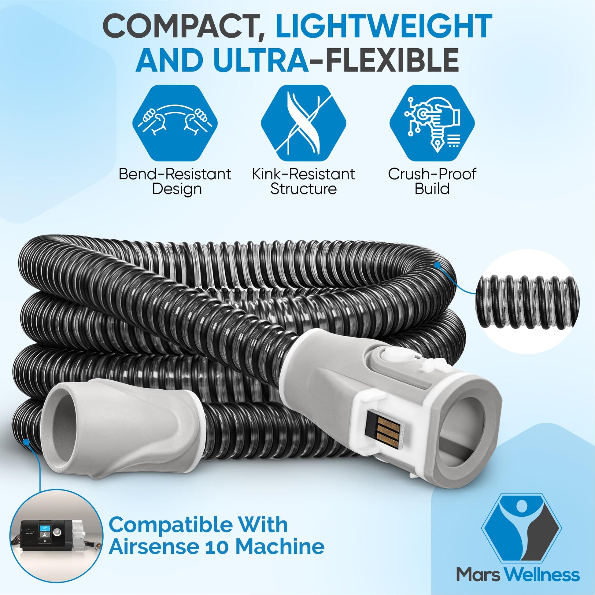 Packaged Mars Wellness CPAP heating tube for AirSense 10 models