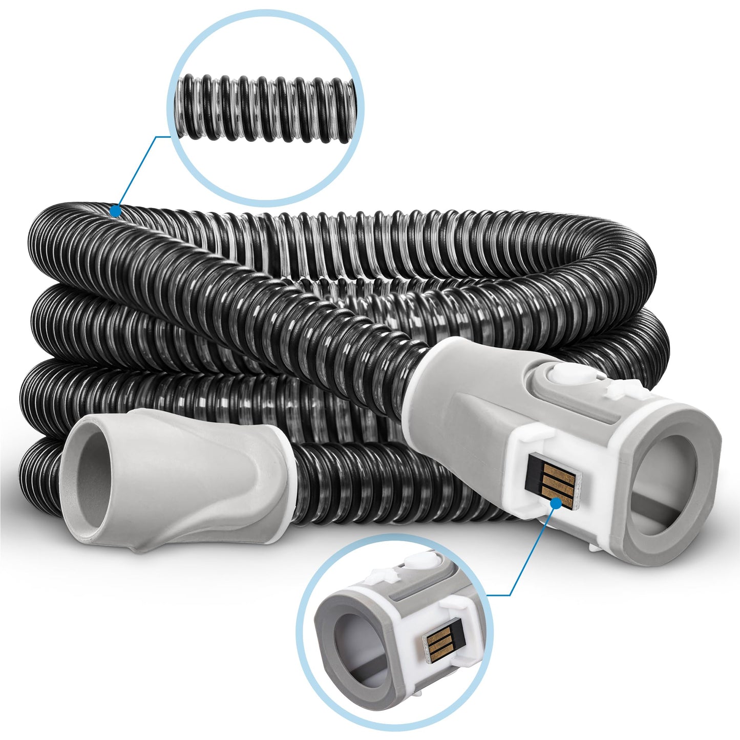 CPAP mask interface connected to the Mars Wellness heated tubing