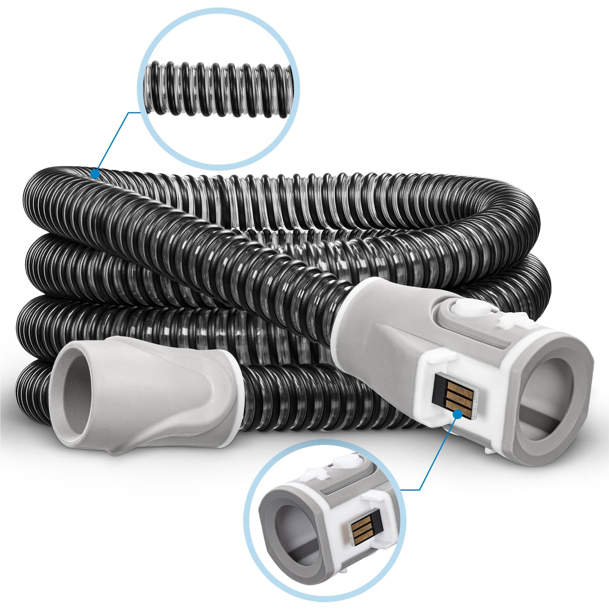 CPAP mask interface connected to the Mars Wellness heated tubing