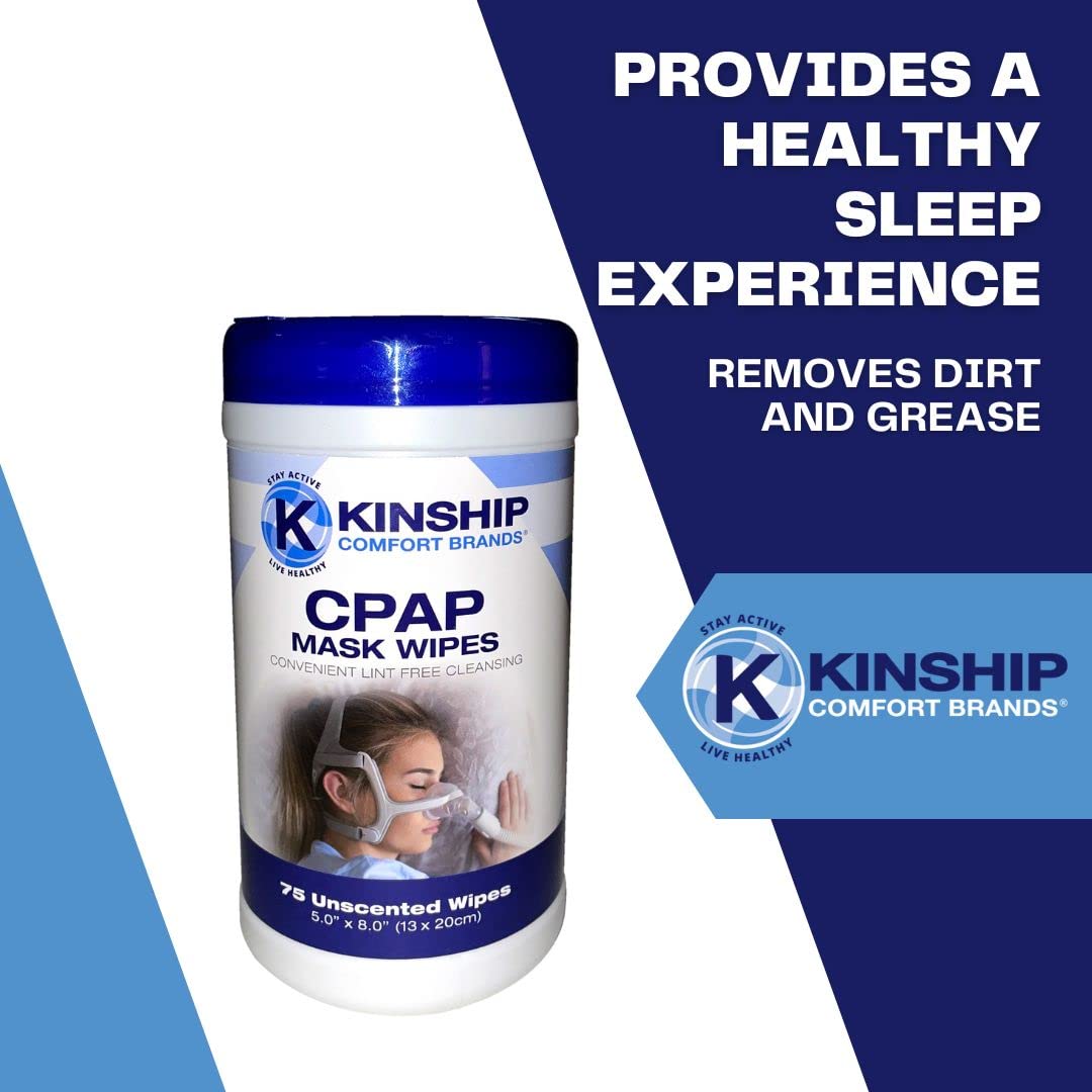 Two canisters of Kinship Comfort Brands unscented CPAP wipes for sleep therapy equipment