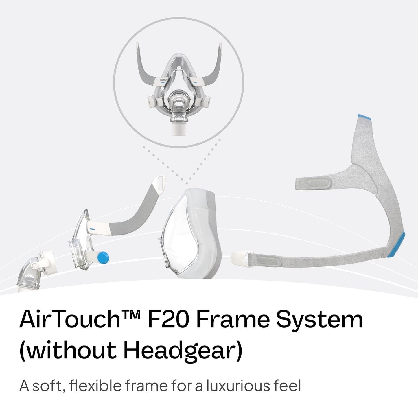 Side profile of ResMed AirTouch F20 mask showing frame design