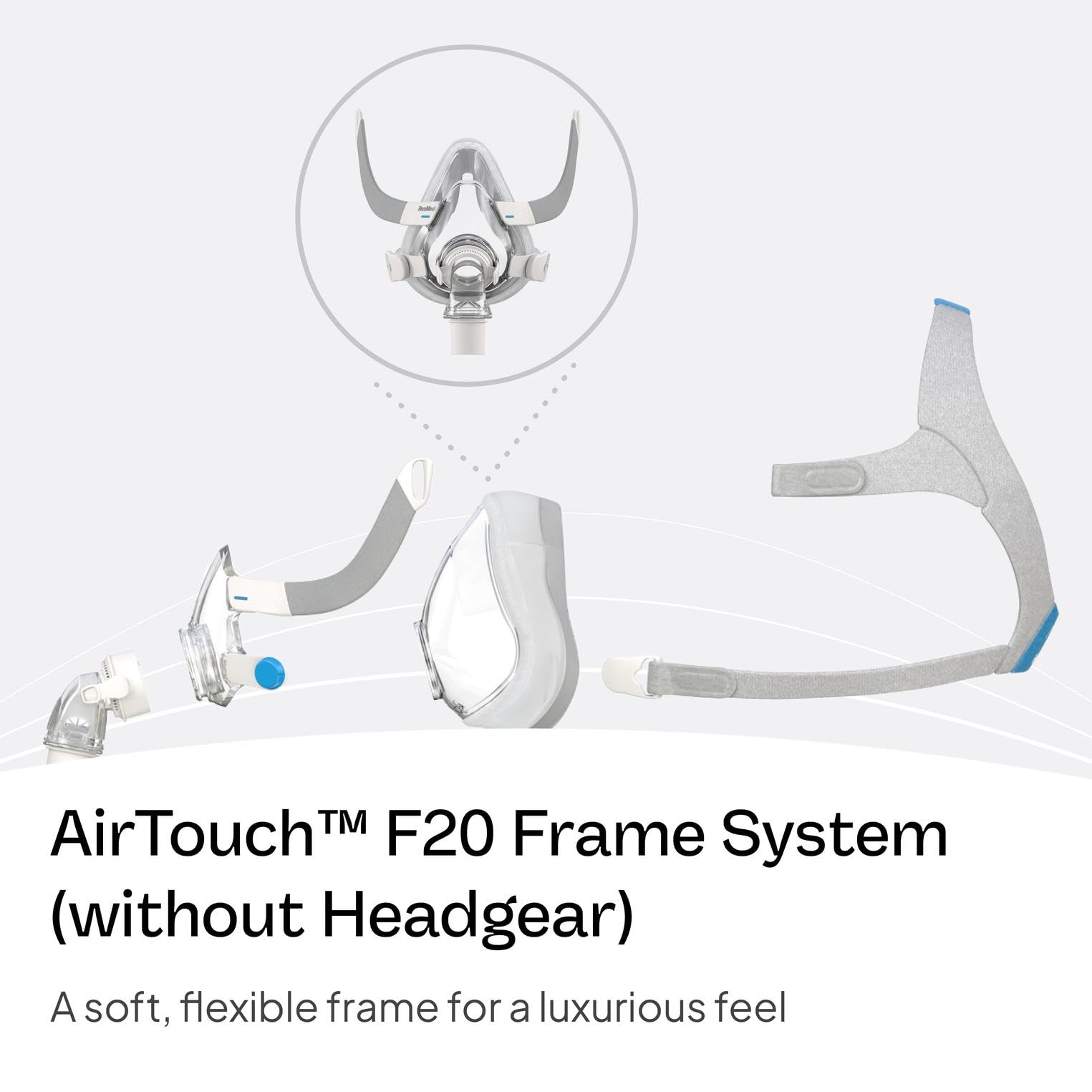 Side profile of ResMed AirTouch F20 mask showing frame design