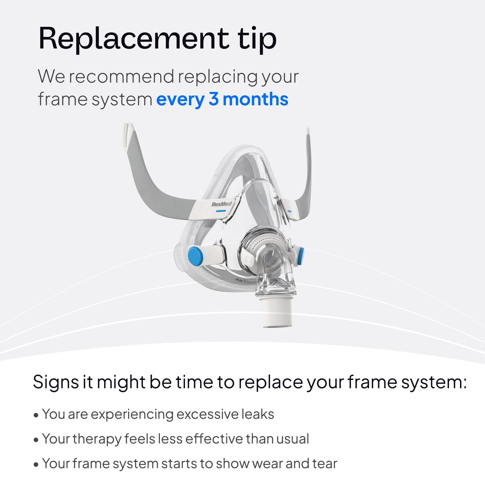 Authentic ResMed AirTouch F20 replacement frame system packaging