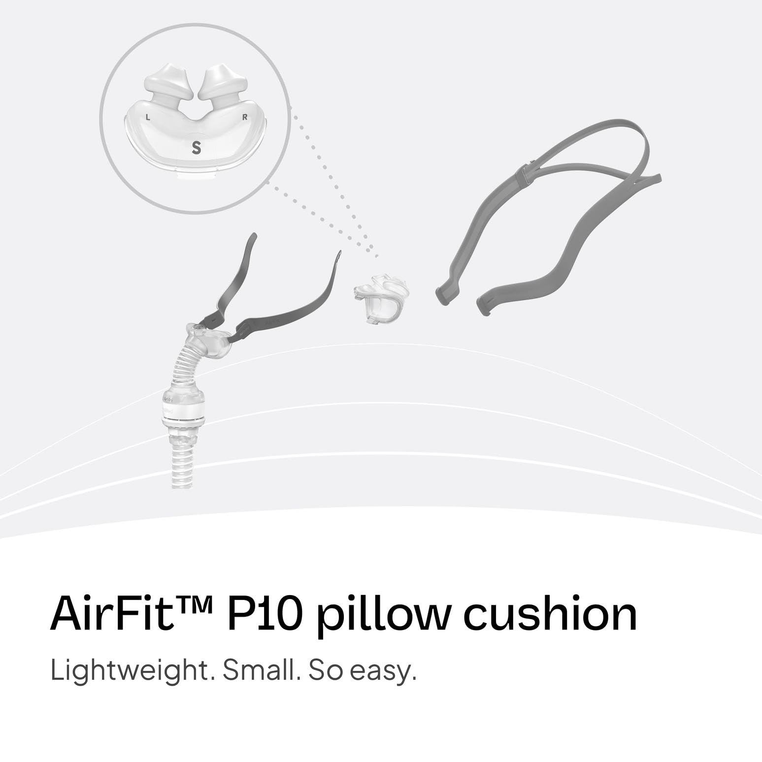 ResMed AirFit P10 small silicone replacement cushion side profile