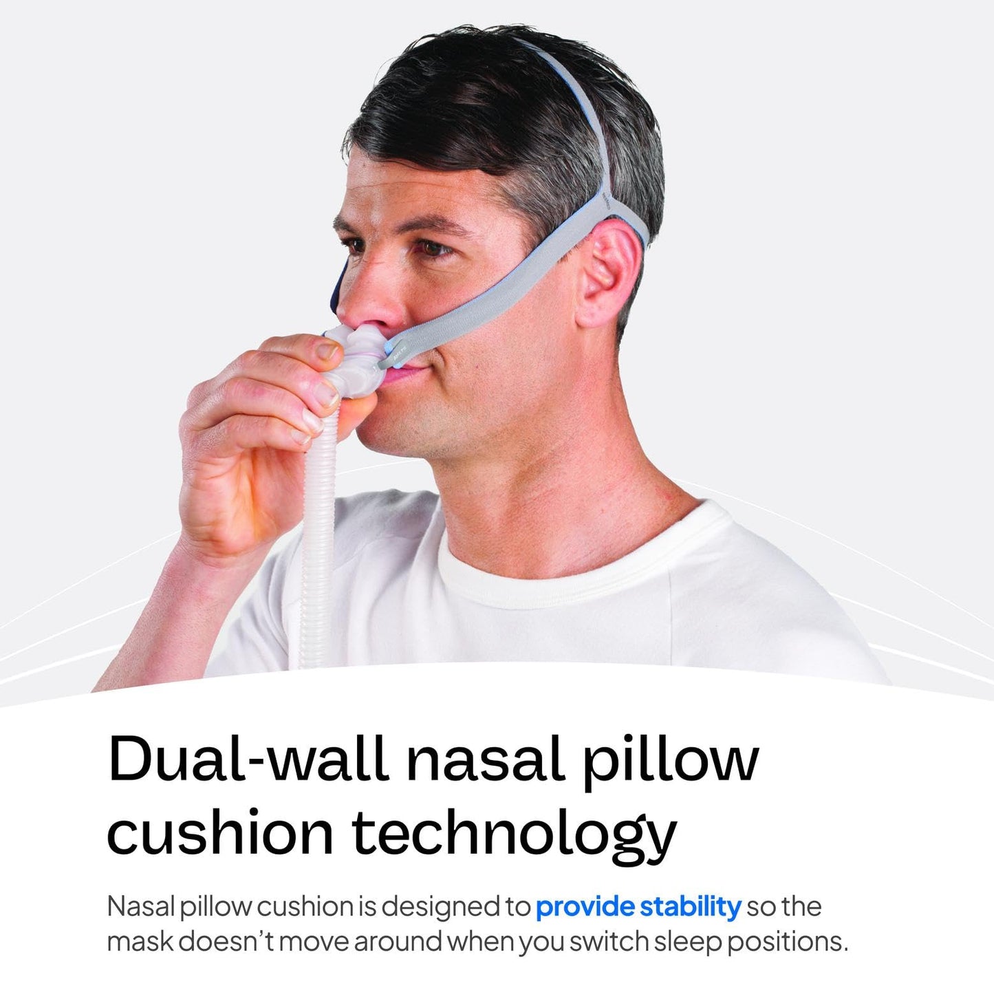 Dual-wall design detail of ResMed P10 nasal pillow cushion
