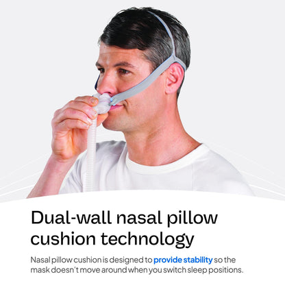 Dual-wall design detail of ResMed P10 nasal pillow cushion