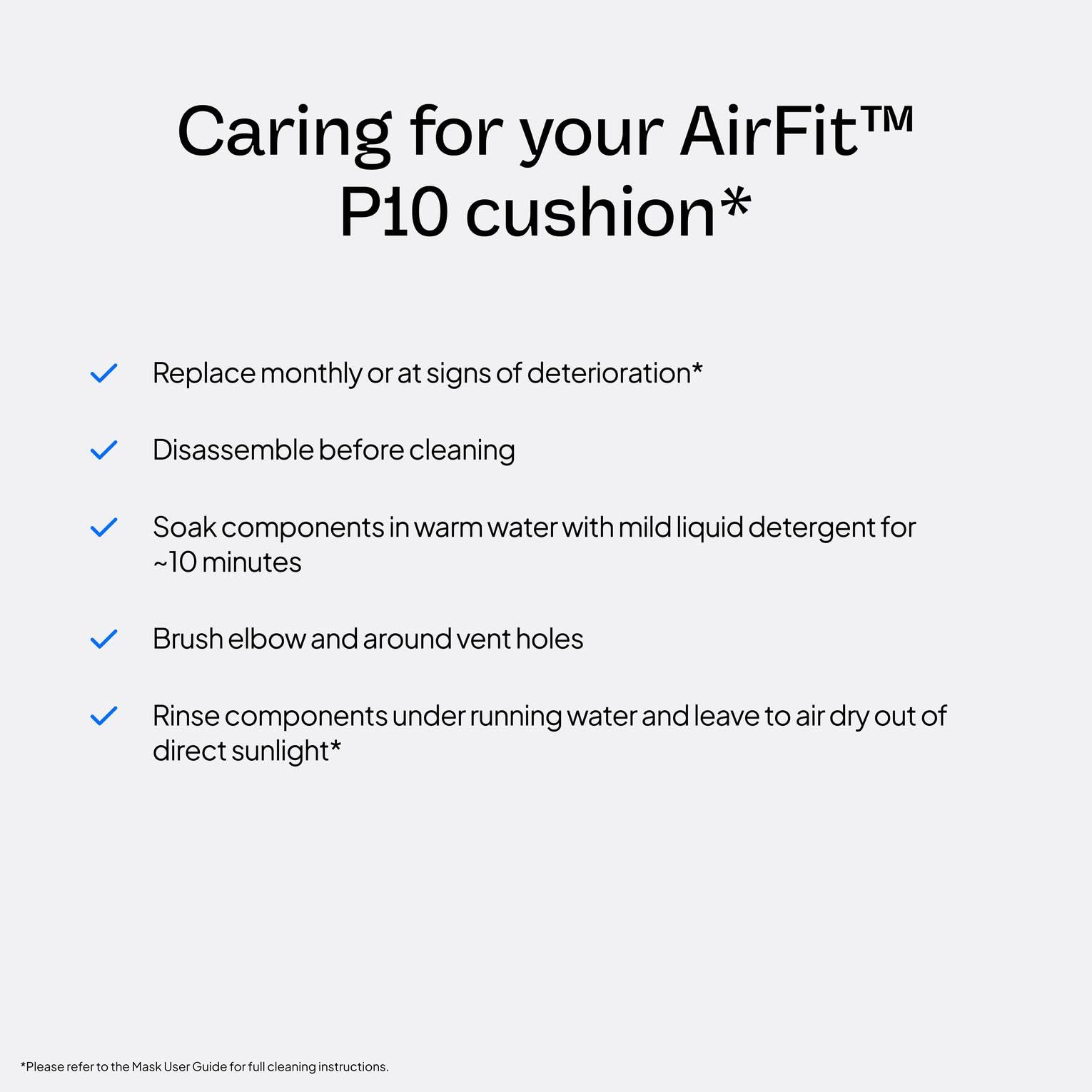 Small size indicator on ResMed AirFit P10 CPAP cushion