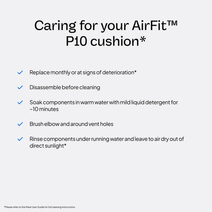 Small size indicator on ResMed AirFit P10 CPAP cushion