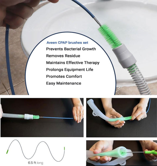 Close up of the flexible nylon bristles on the Aveen CPAP hose brush