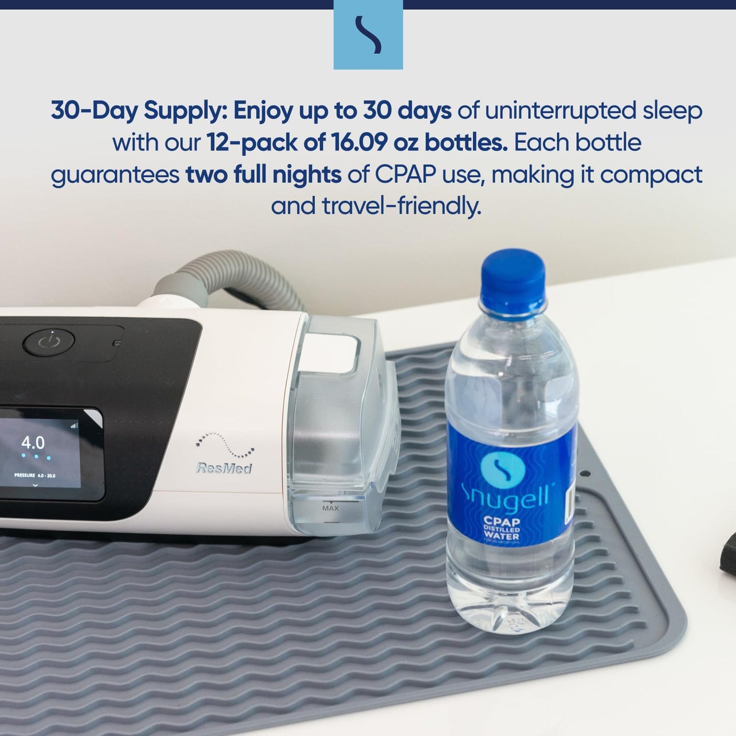 Snugell distilled water bottle with CPAP humidifier