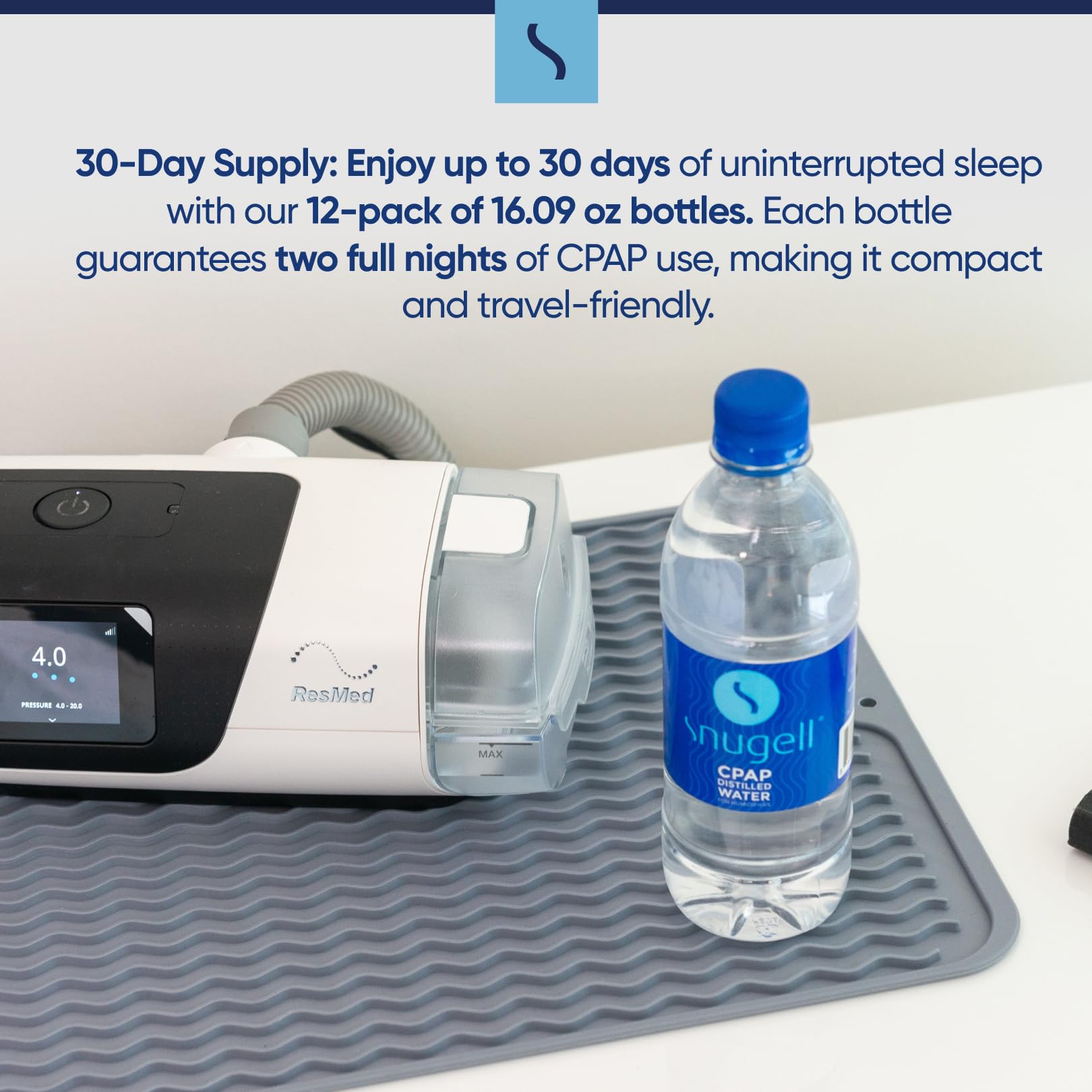 Snugell distilled water bottle with CPAP humidifier